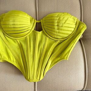 Oh Polly Lime Structured Bustier Top